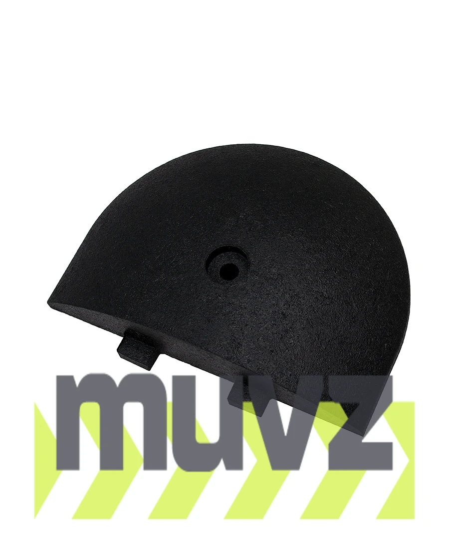 9\" Rounded End Cap for Rubber Speed Bump w/Red-Head LDT for Concrete