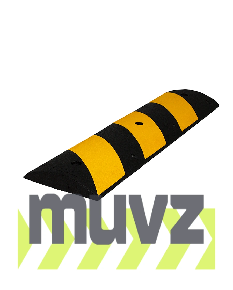 4\u0027 Reflective, HEAVY DUTY Recycled Rubber Speed Bump w/ 12\" Galvanized Steel Spikes