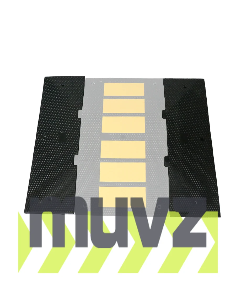 Economy Recycled Rubber Speed Hump End Cap Kit w/12\" Galvanized Spikes (1 Male \u0026 1 Female)