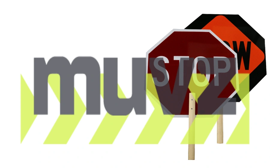 18\" Engineer Grade Reflective STOP/SLOW Paddle w/ Wooden Handle