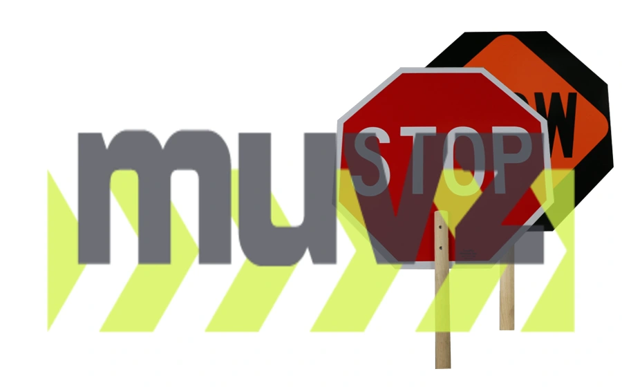 18\" Non-Reflective STOP/SLOW Paddle w/ Wooden Handle