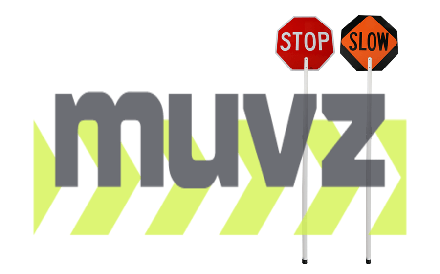 24\" Plastic \"Stop/Slow\" Paddle Sign w/ 72\" Two-Piece Plastic Handle (Non-Reflective)