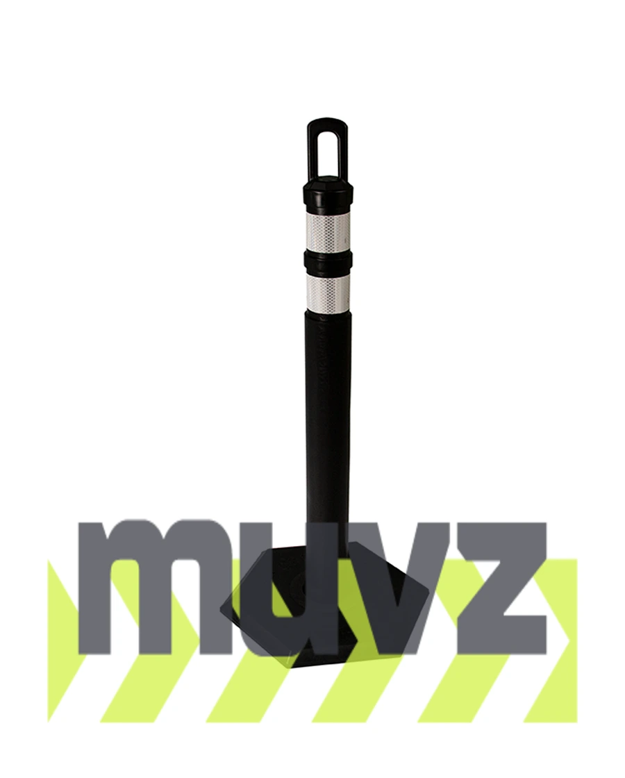 42\" BLACK \u0027JBC Arch-Top\u0027 Tube with Two 3\" Reflective Collars and 8lb Base