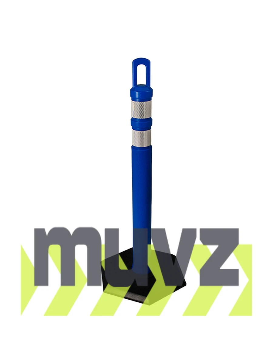 42\" BLUE \u0027JBC Arch-Top\u0027 Tube with Two 3\" Reflective Collars and 12lb Base
