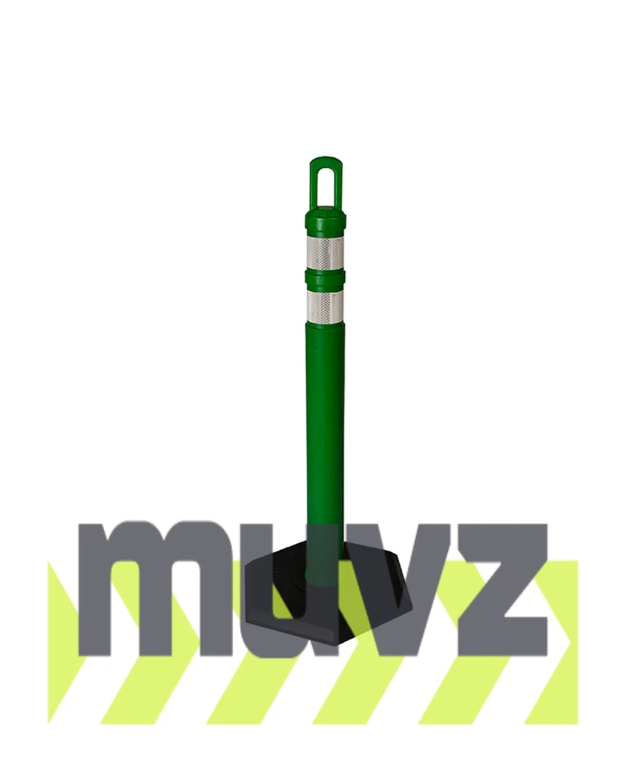 42\" GREEN \u0027JBC Arch-Top\u0027 Tube with Two 3\" Reflective Collars and 18lb Base