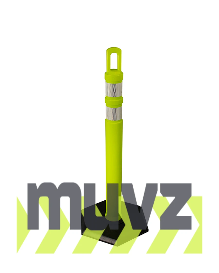 42\" LIME \u0027JBC Arch-Top\u0027 Tube with Two 3\" Reflective Collars and 12lb Base