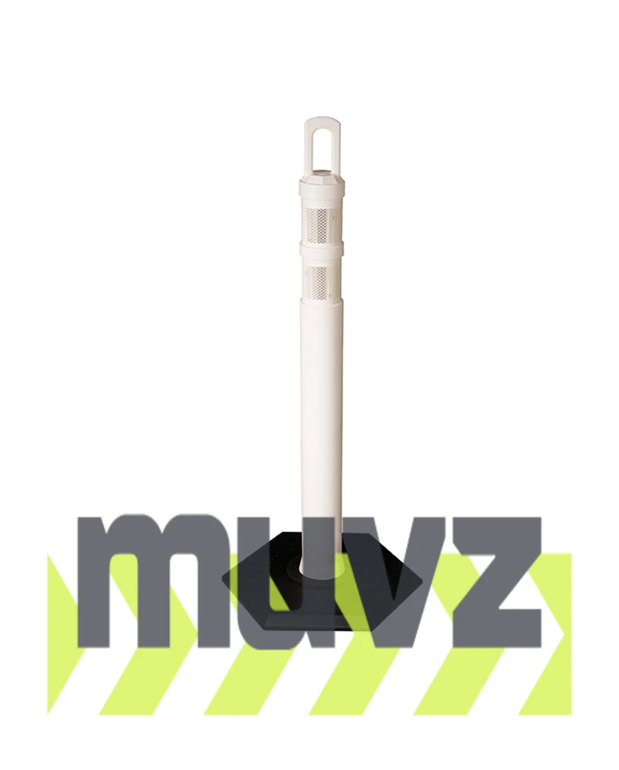 42\" WHITE \u0027JBC Arch-Top\u0027 Tube with Two 3\" Reflective Collars and 8lb Base