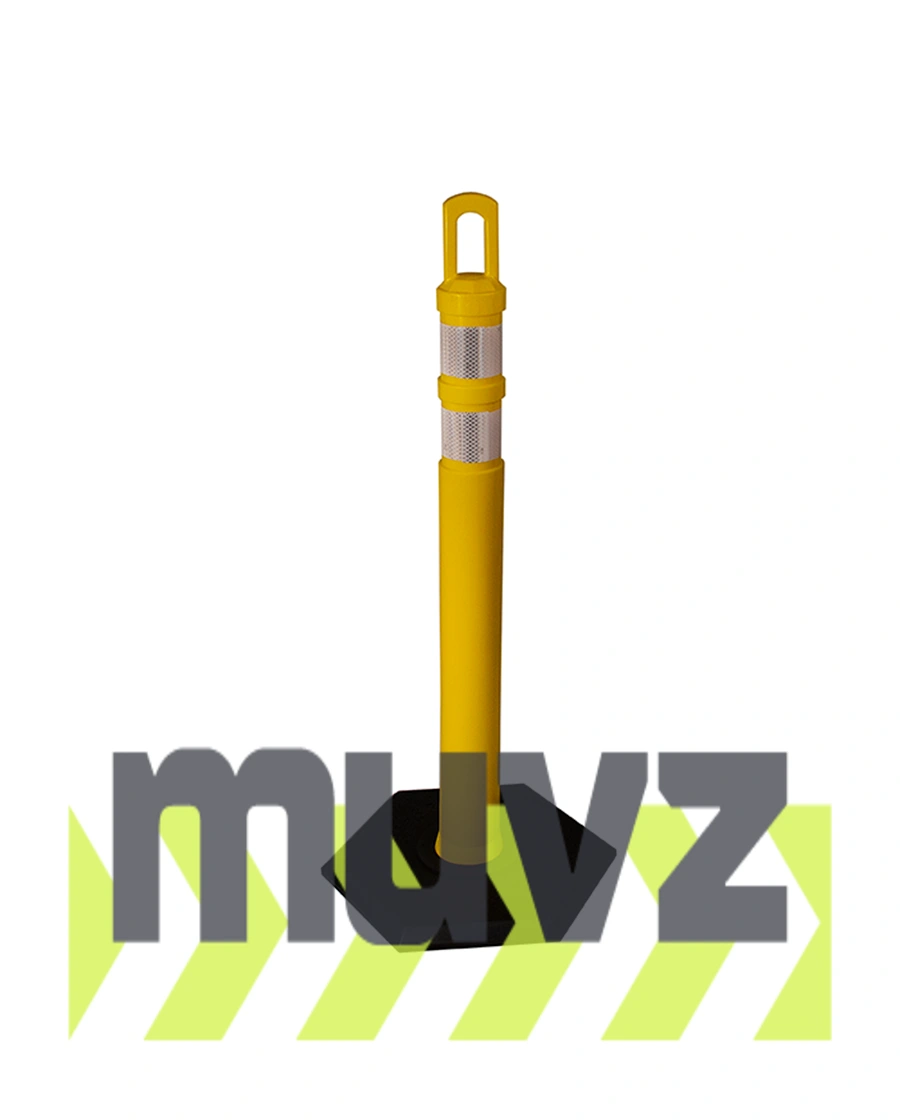 42\" YELLOW \u0027JBC Arch-Top\u0027 Tube with Two 3\" Reflective Collars and 8lb Base