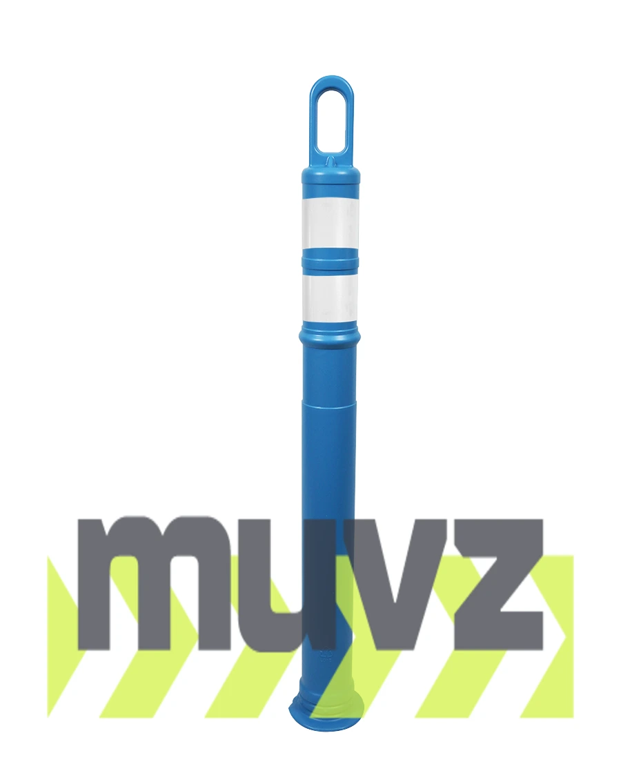 42\" BLUE Looper Tube with two (2) 3\" Reflective Collars and 18 Lb. Base