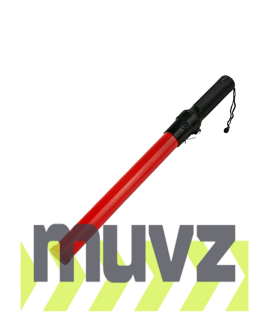 21\" Red Traffic Safety Baton With Hi Vis LED Lights