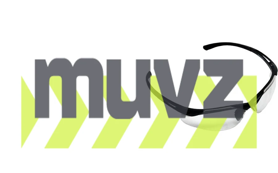 Z87+ Safety Sunglasses (light, wrap around lens, matte-black frame, clear anti-fog lens)
