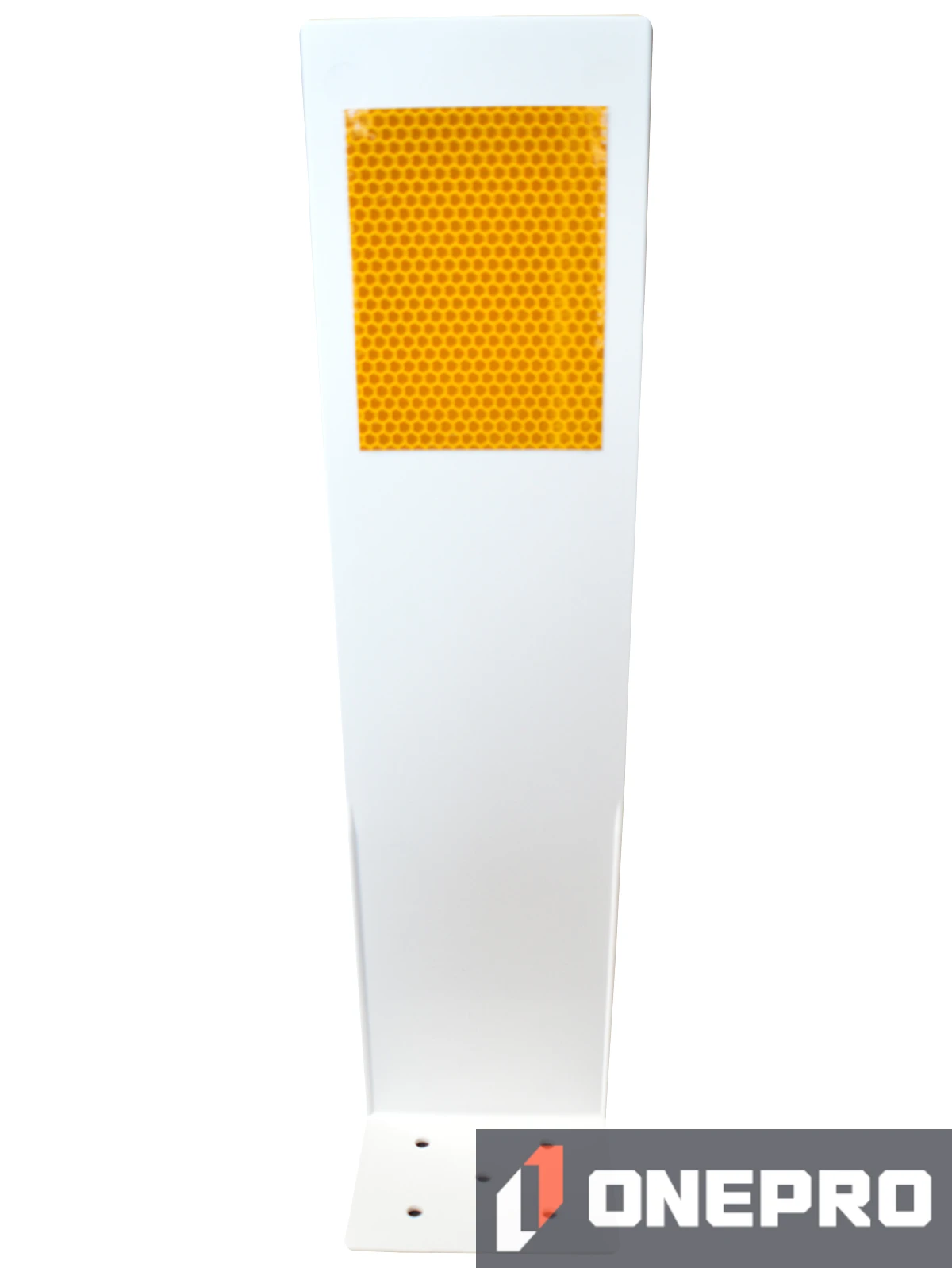 Box of 50 - 16\" Low Profile White Barrier Wall Reflectors Yellow Reflective Sheeting on One (1) Side