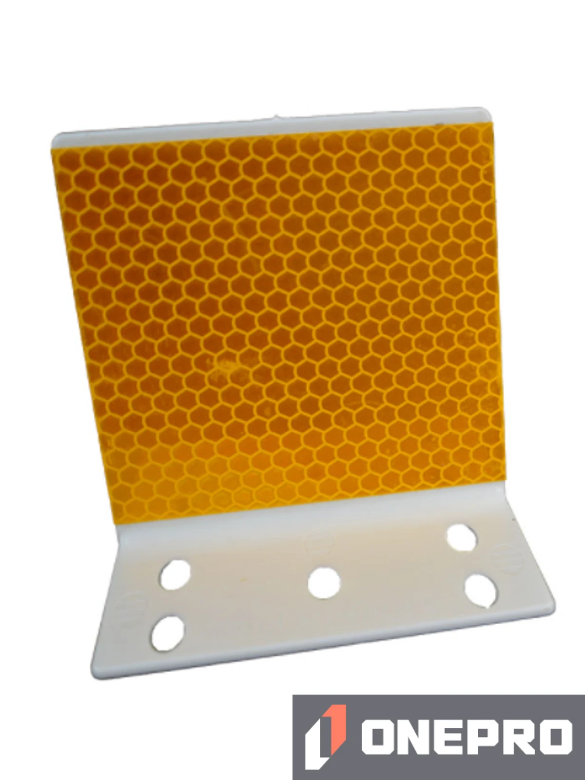 Box of 50 - 3\" White ABS Barrier Wall Reflectors Yellow Reflective Sheeting on Both (2) Sides