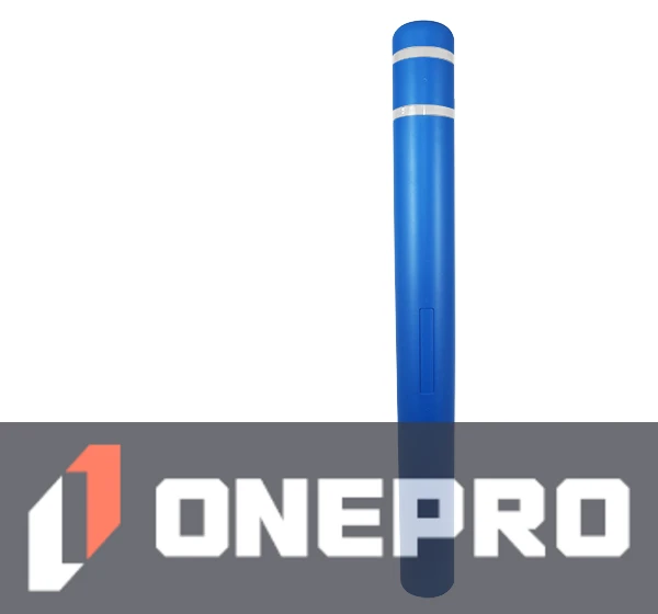 5\" x 52\" Blue Bollard Cover with Two (2) White Reflective Stripes