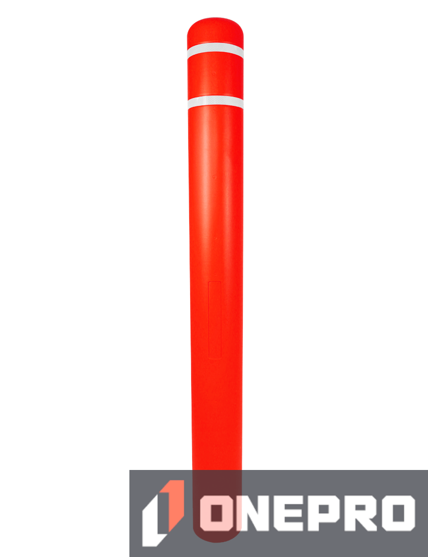 5\" x 52\" Red Bollard Cover with Two (2) White Reflective Stripes