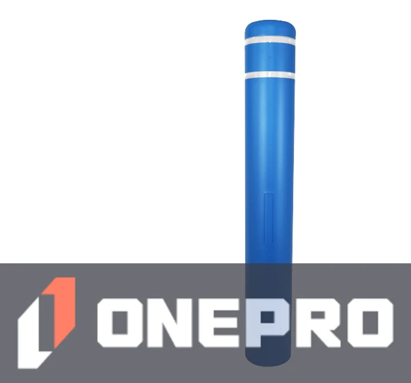 7\" x 52\" Blue Bollard Cover with Two (2) White Reflective Stripes