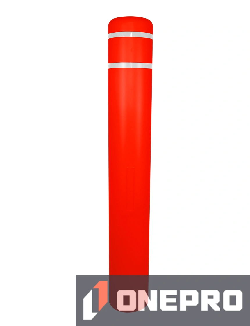 7\" x 52\" Red Bollard Cover with Two (2) White Reflective Stripes