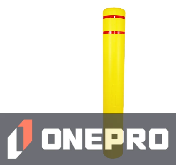 7\" x 52\" Yellow Bollard Cover with Two (2) Red Reflective Stripes