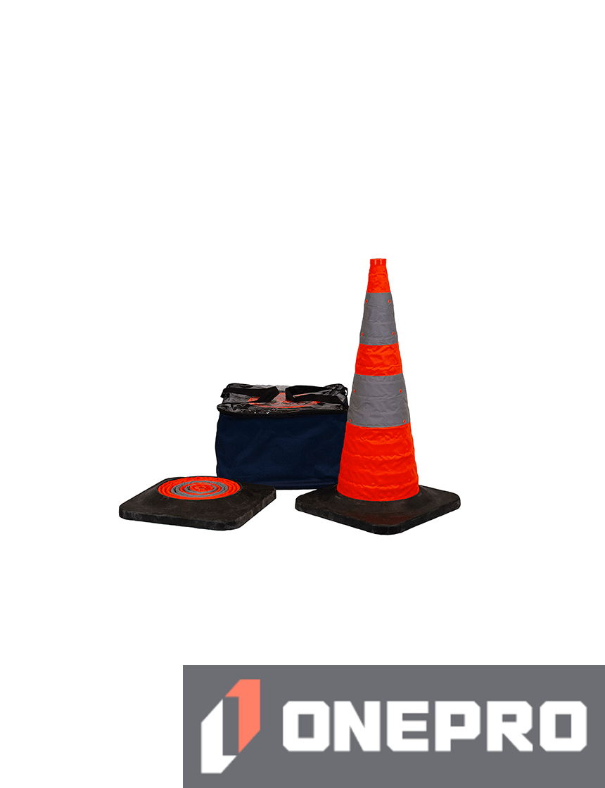 30\" Collapsible Cone Kit (5 Cones) with two (2) Reflective Collars and Heavy Duty Rubber Base