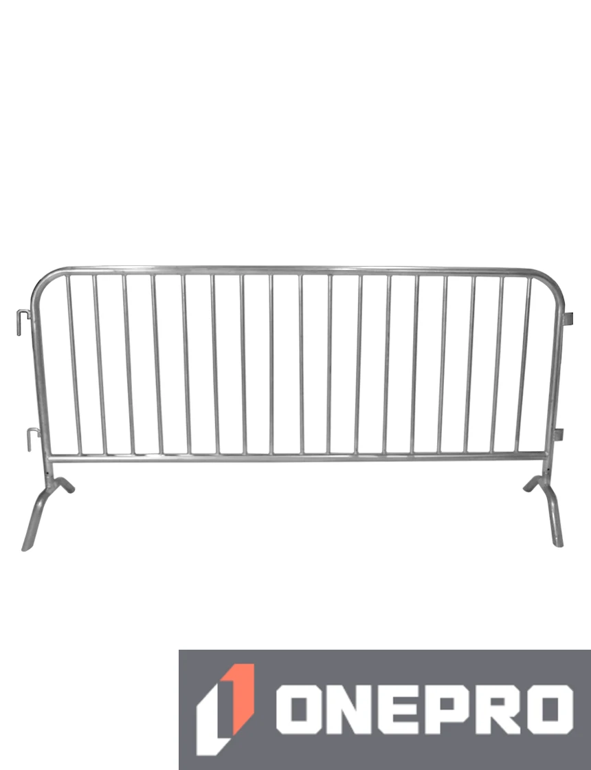 7\u0027 (84\") Long x 42\" Tall, Galvanized Steel Crowd Control Barricade with Bridge Feet