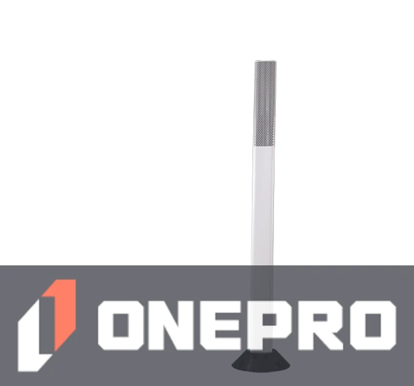 42\" White Cloverleaf Delineator w/ two (2) 3\" white reflective collars \u0026 Asphalt Mounting Hardware
