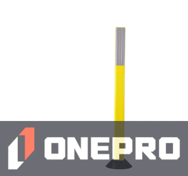 42\" Yellow Cloverleaf Delineator w/two (2) 3\" white reflective collars \u0026 Adhesive Mounting Hardware
