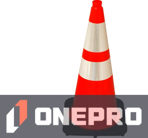 Orange 28\" 7.0 lb Black Base Cone with 6\" \u0026 4\" Reflective Collar