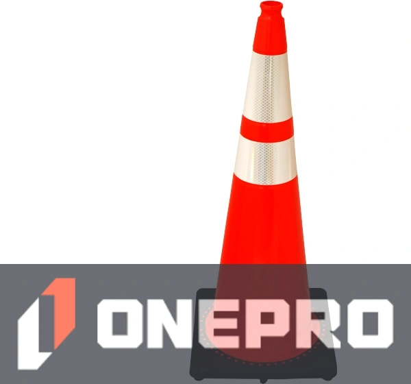 Orange 36\" 10.0 lb Black Base Cone with 6\" \u0026 4\" Reflective Collars