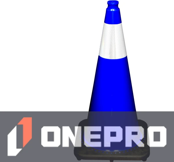 Blue 28” 7.0 lb Black Base Cone with 6” Reflective Collar
