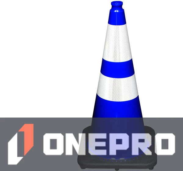28\" Blue Traffic Cone w/6\" \u0026 4\" Reflective Collars