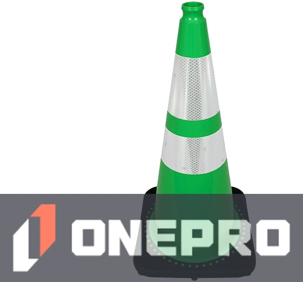 28\" Green Traffic Cone w/6\" \u0026 4\" Reflective Collars