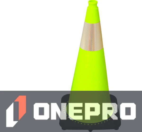 Lime 28\" 7.0 lb Black Base Cone with 6\" Reflective Collar