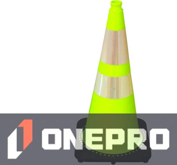 Lime 28\" 7.0 lb Black Base Cone with 6\" \u0026 4\" Reflective Collars