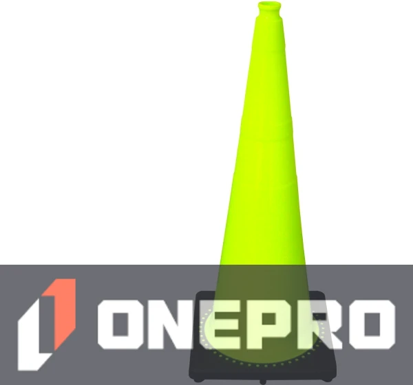 36\" 10 lb Lime Black Base Traffic Cone