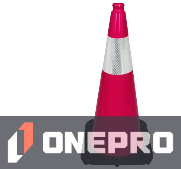 Pink 28” 7.0 lb Black Base Cone with 6” Reflective Collar