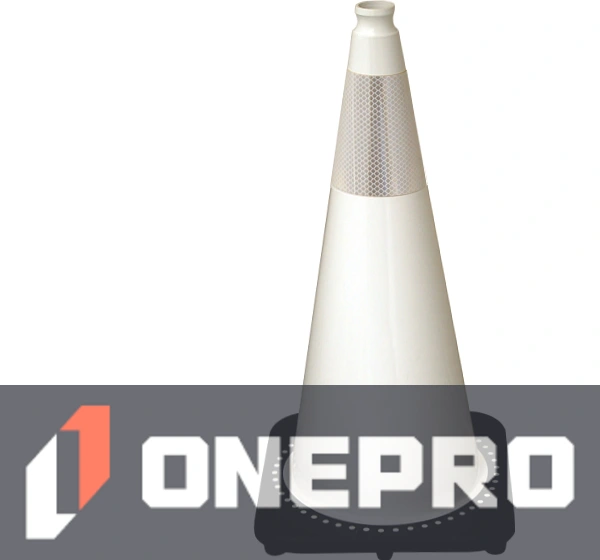 White 28” 7.0 lb Black Base Cone with 6” Reflective Collar