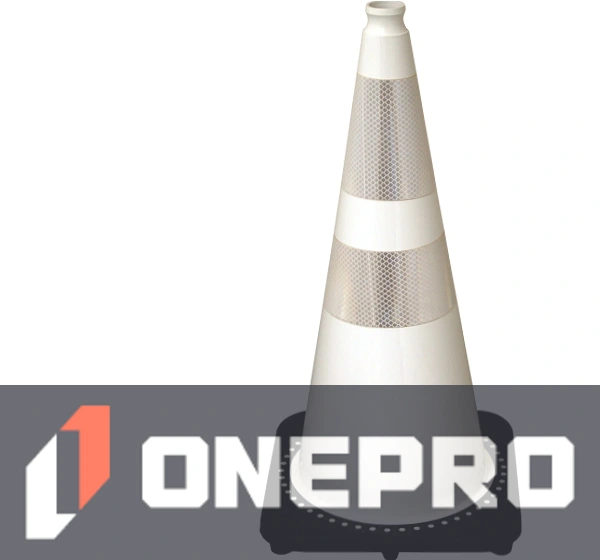 White 28\" 7.0 lb Black Base Cone with 6\" \u0026 4\" Reflective Collars