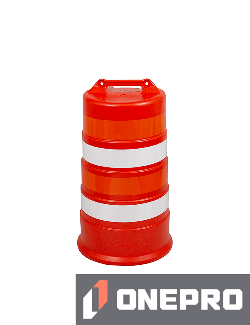 37\" Tall Channelizer Drum w/ Four (4) 4\" Engineer Grade Reflective Stripes