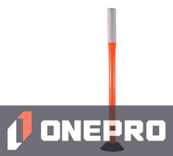 48\" Orange Flat Faced Delineator with one (1) 2\"X 12\" white reflective strip \u0026 Adhesive Pads