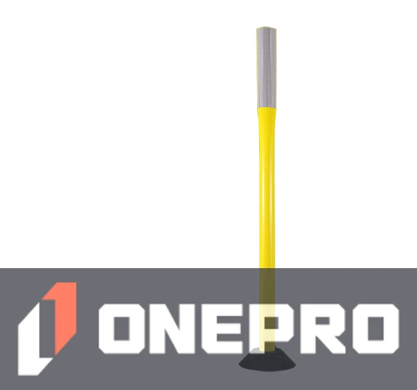 48\" Yellow Flat Faced Delineator with one (1) 2\"X 12\" white reflective strip \u0026 Concrete Hardware