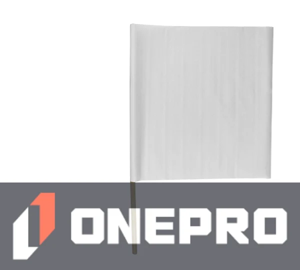 20\" x 20\" White Airport Barricade Flag with 30\" Wooden Handle