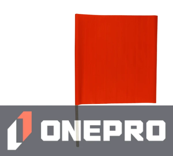 24\" Orange Vinyl Warning Flag with 36\" Wooden Dowel Handle