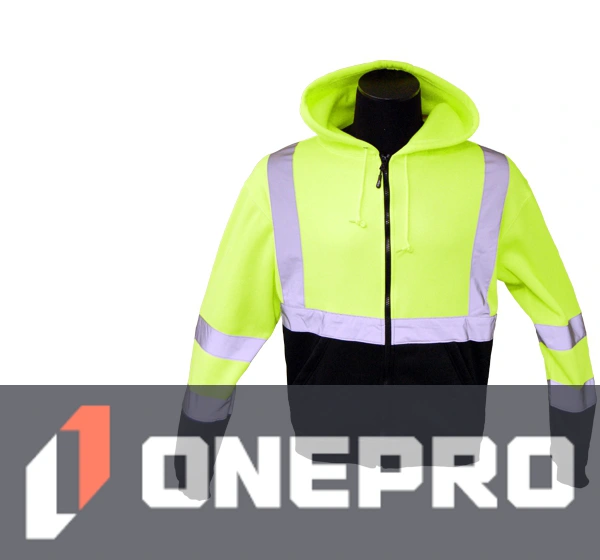 Class 3, Lime, Hooded Full Zipper Sweatshirt, Large