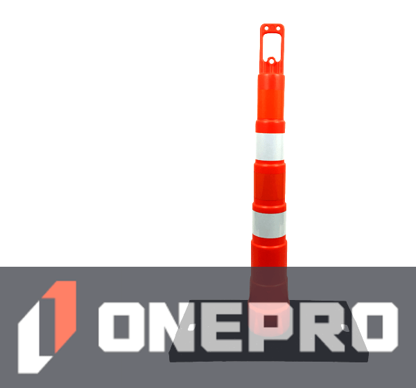 42\" Channelizer Cone with Four (4) 4\" HI Reflective Collar and 30 lb Recycled Rubber Base