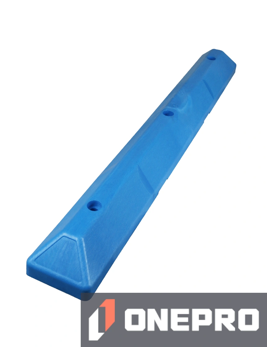 4\u0027 Blue Recycled Plastic \u0027Commercial\u0027 Parking Block w/three 18\" Galvanized Steel Spikes