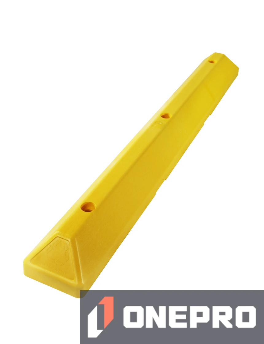 4\u0027 Yellow Recycled Plastic \u0027Commercial\u0027 Parking Block w/three 12\" Galvanized Steel Spikes