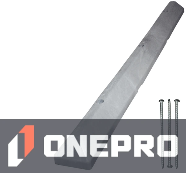 6\u0027 Gray Recycled Plastic \u0027Commercial\u0027 Parking Block w/three 14\" Galvanized Steel Spikes
