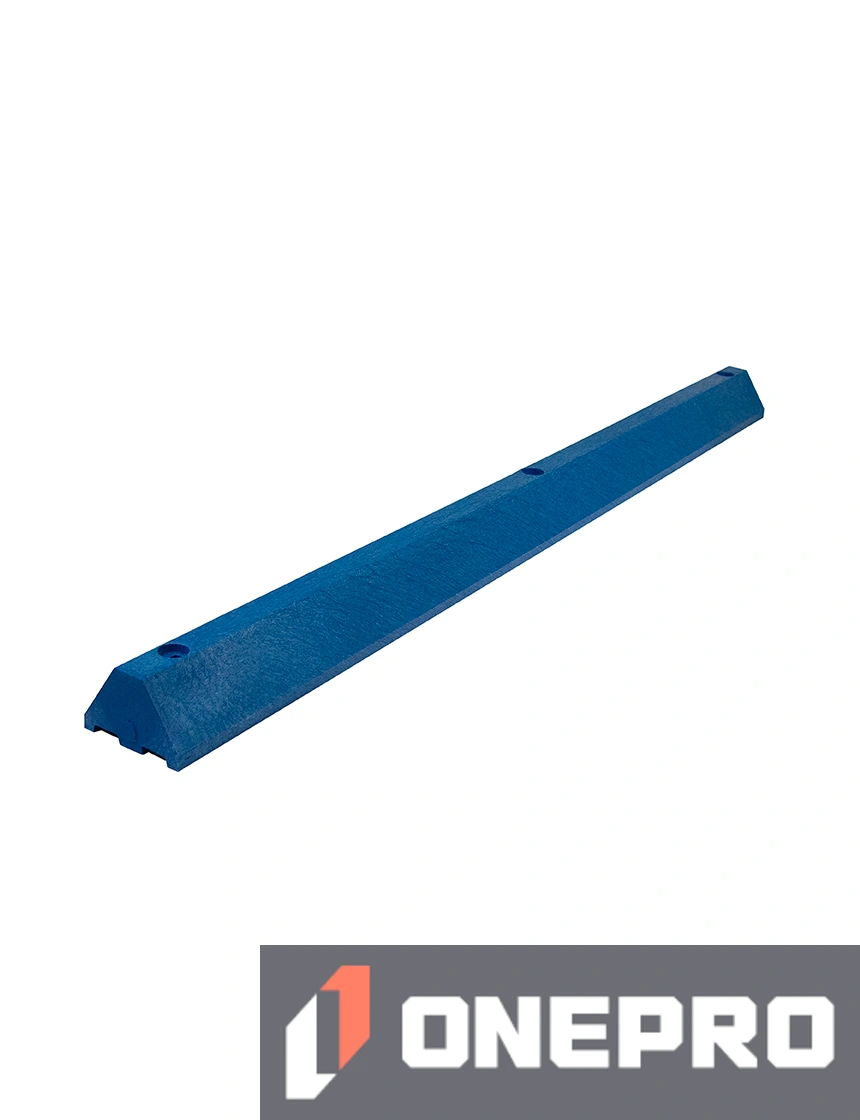 6\u0027, 4\" Tall, \u0027Industrial\u0027 Blue Recycled Plastic Parking Block w/14\" Galvanized Steel Spikes