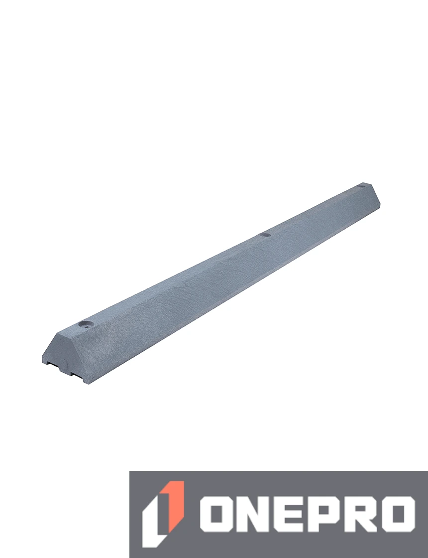 6\u0027, 4\" Tall, \u0027Industrial\u0027 Gray Recycled Plastic Parking Block w/18\" Spikes