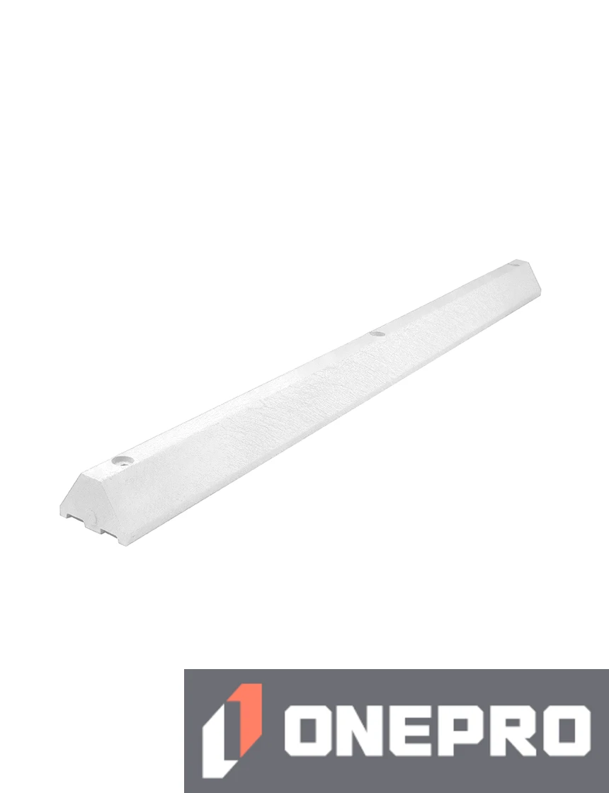 6\u0027, 4\" Tall, \u0027Industrial\u0027 White Recycled Plastic Parking Block w/18\" Spikes